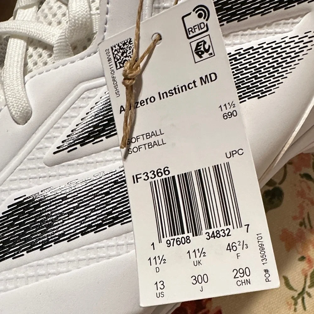 Adidas Adizero Instinct White Sports Cleats - Picture 5 of 7